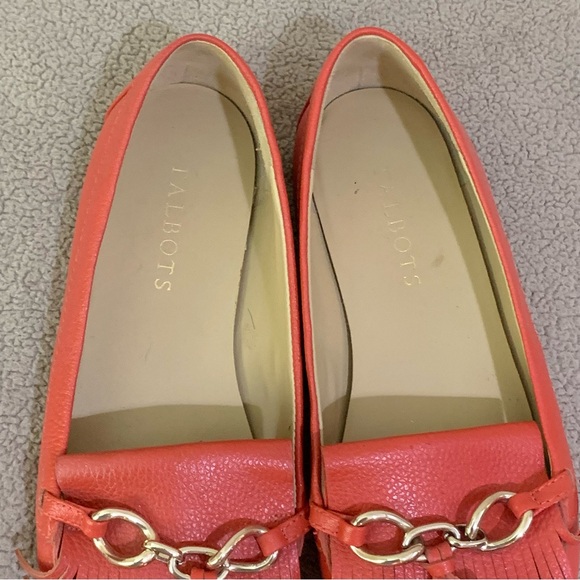 Talbots nautical red pebbled leather tassel loafers driving flats moccasins 8 - Picture 5 of 9